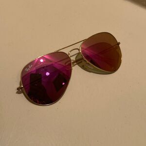 RayBan Aviator Sunglasses Classic Gold Metal Frames Pink Mirrored Lens With Case